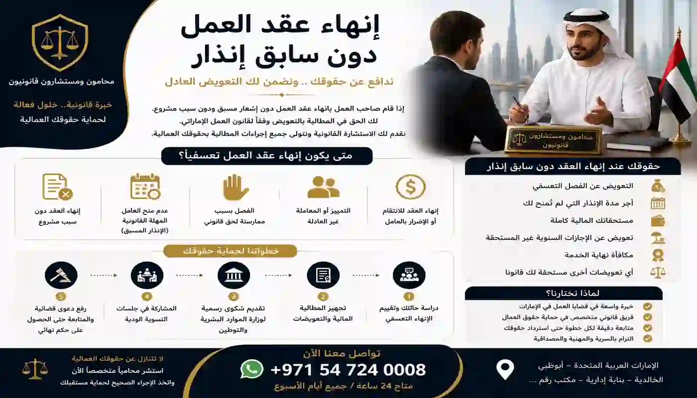إنهاء عقد العمل دون سابق إنذار