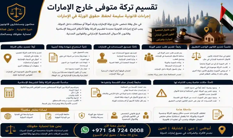 تقسيم تركة متوفى خارج الإمارات