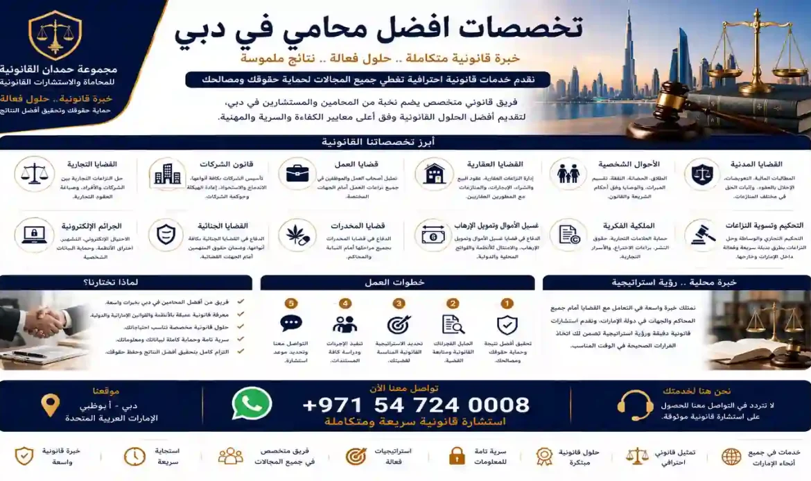 تخصصات أفضل محامي في دبي